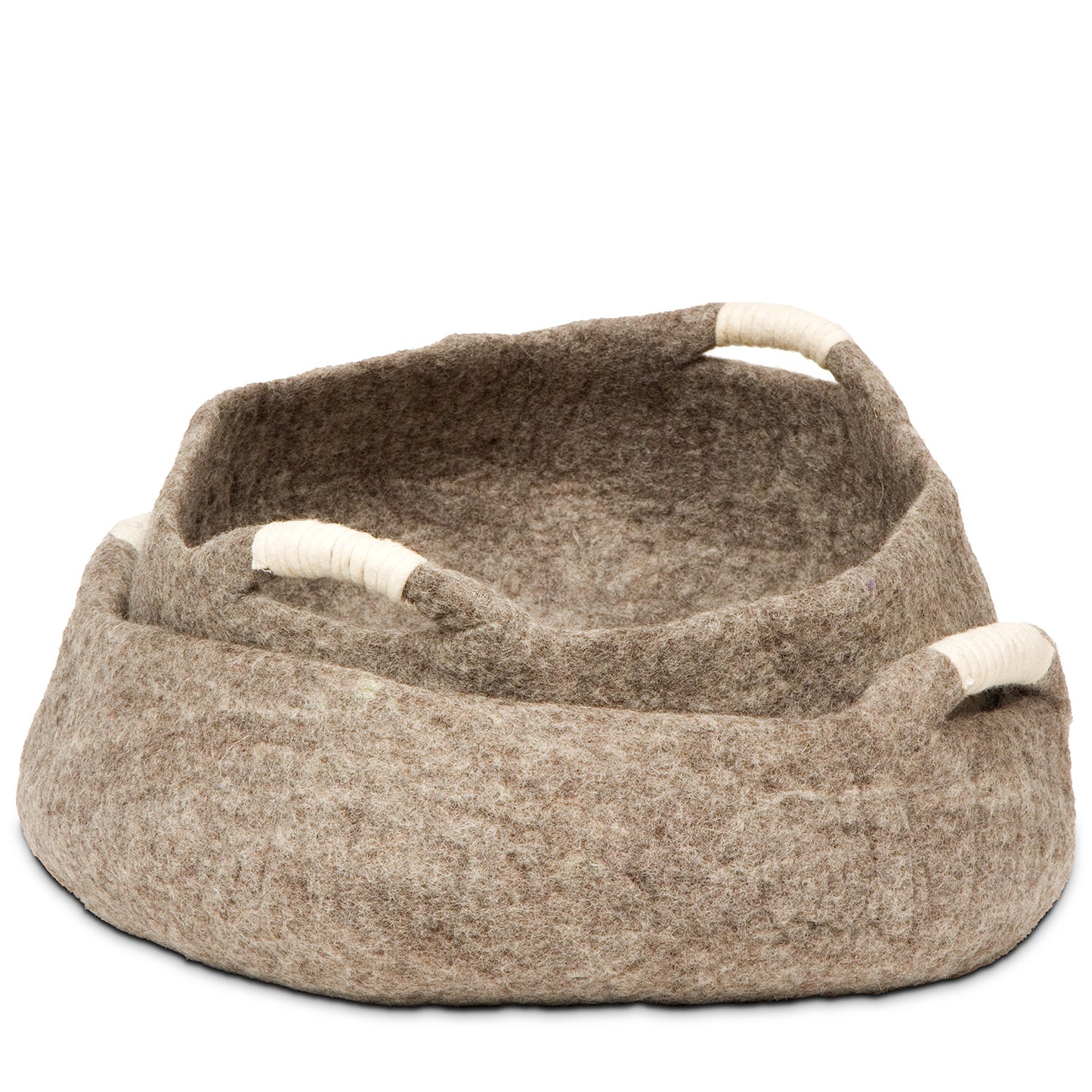 Natural Wool Cat Bed and Basket for Cats and Small Dogs