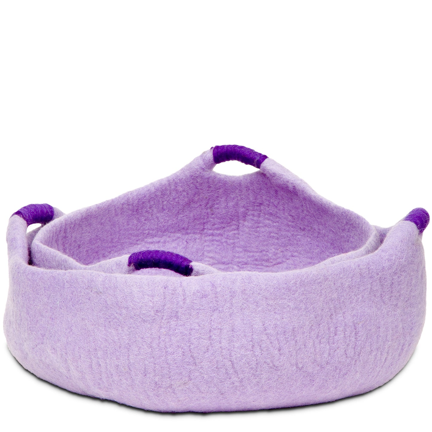 Purple Wool Felted Cat Bed and Basket for Cats and Small Dogs