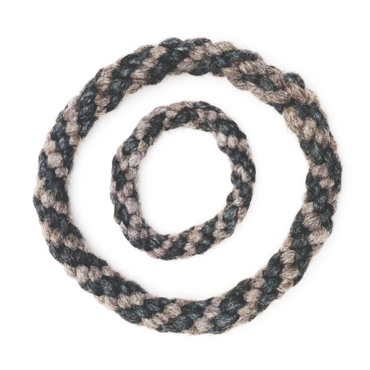 Grey and Natural Wool Ring Dog Toy