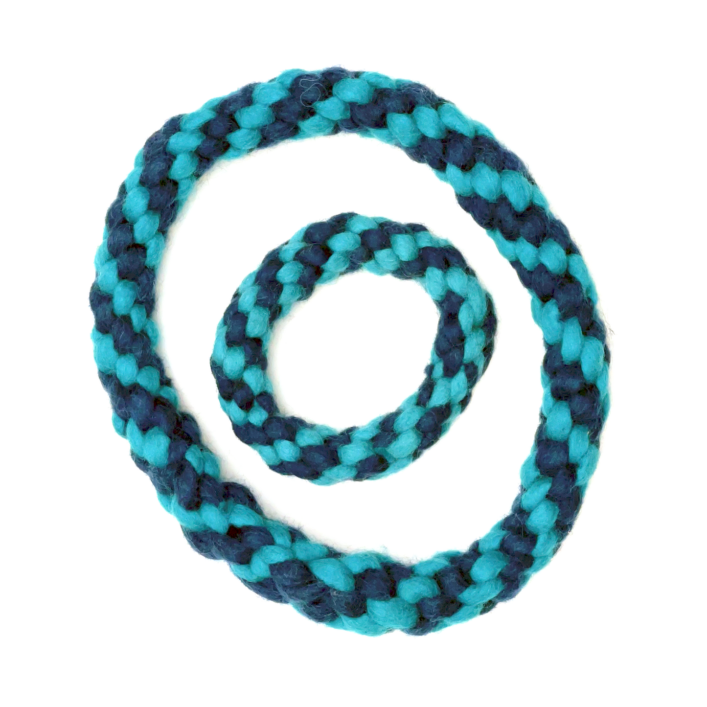 Blue and Turq Rope Ring Toy made from 100% Wool Toy for Dogs
